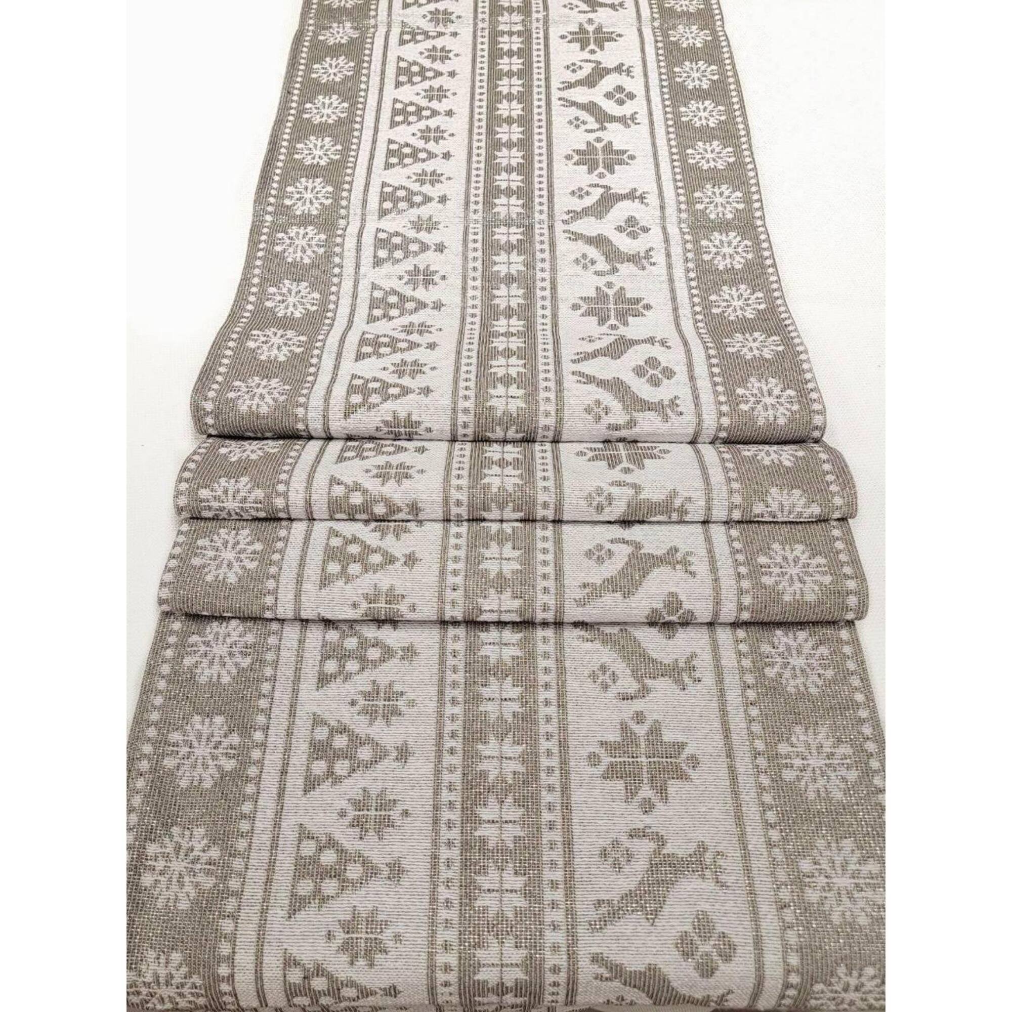 Wizardi 13.75" x 67" Gray Nordic Christmas Table Runner